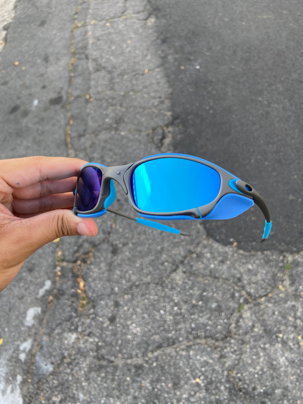 Óculos de sol Juliet xmetal Lentes Ice Thug Kit azul + Sideblinder azul